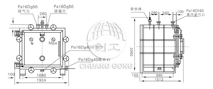 方形靜態(tài)真空干燥機結(jié)構(gòu)示意圖 方形靜態(tài)真空干燥機結(jié)構(gòu)示意圖